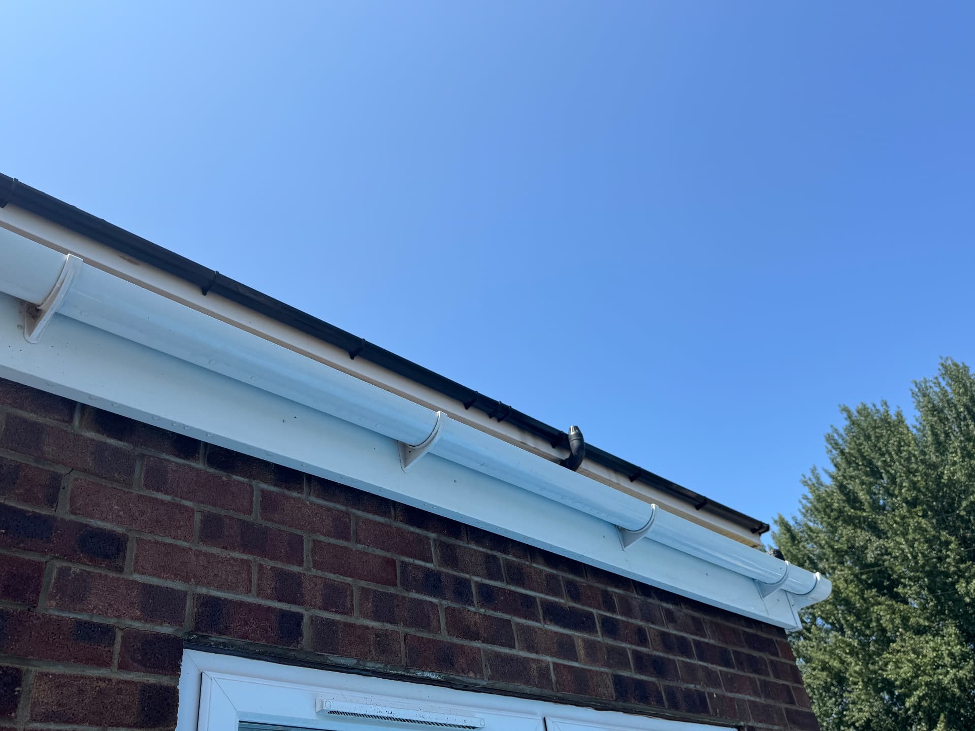 Moss and algae stripped from guttering — after cleaning